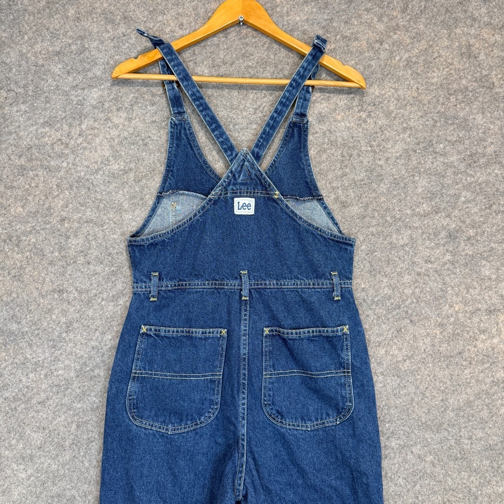 Vintage Lee Denim Bib Overalls Womens 7/8 Blue Denim Tapered USA 80s 90s - Picture 11 of 16